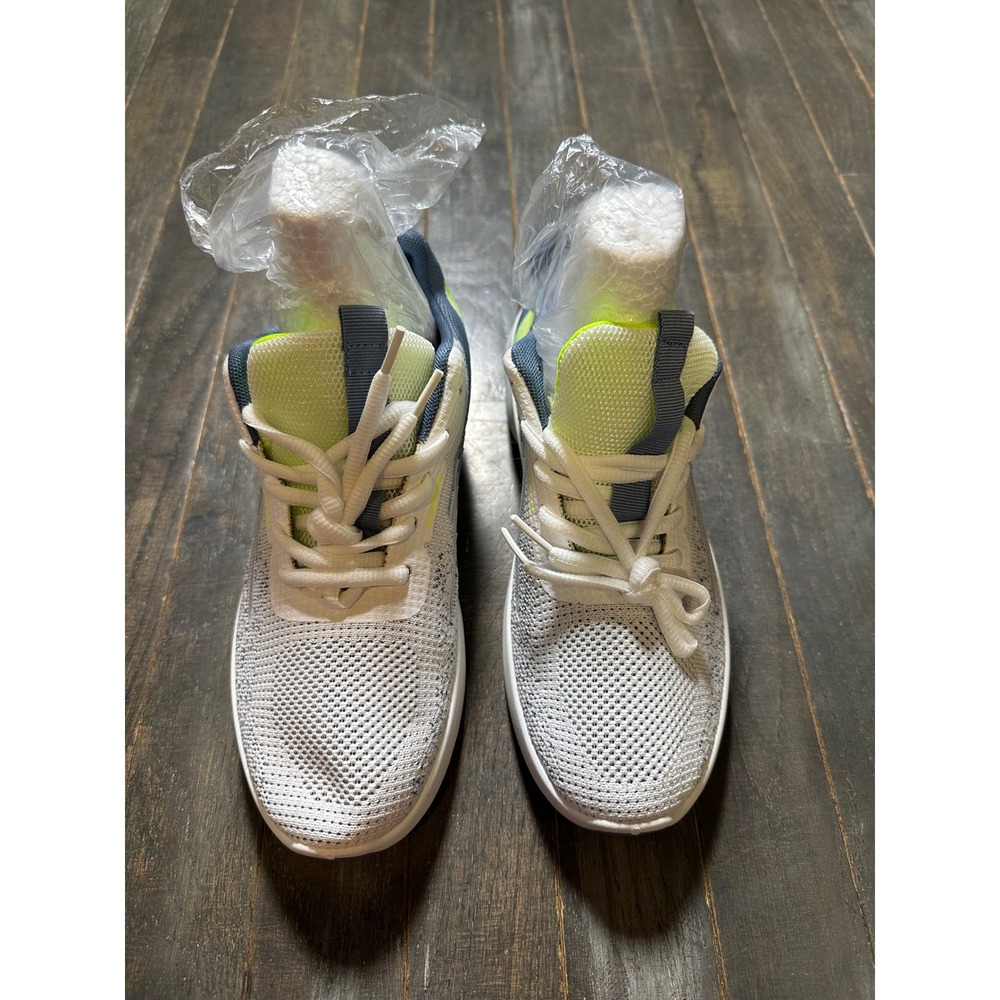 Womens Lightweight Mesh Running Sneakers White Grey Lime Green Air Cushion - Picture 3 of 4
